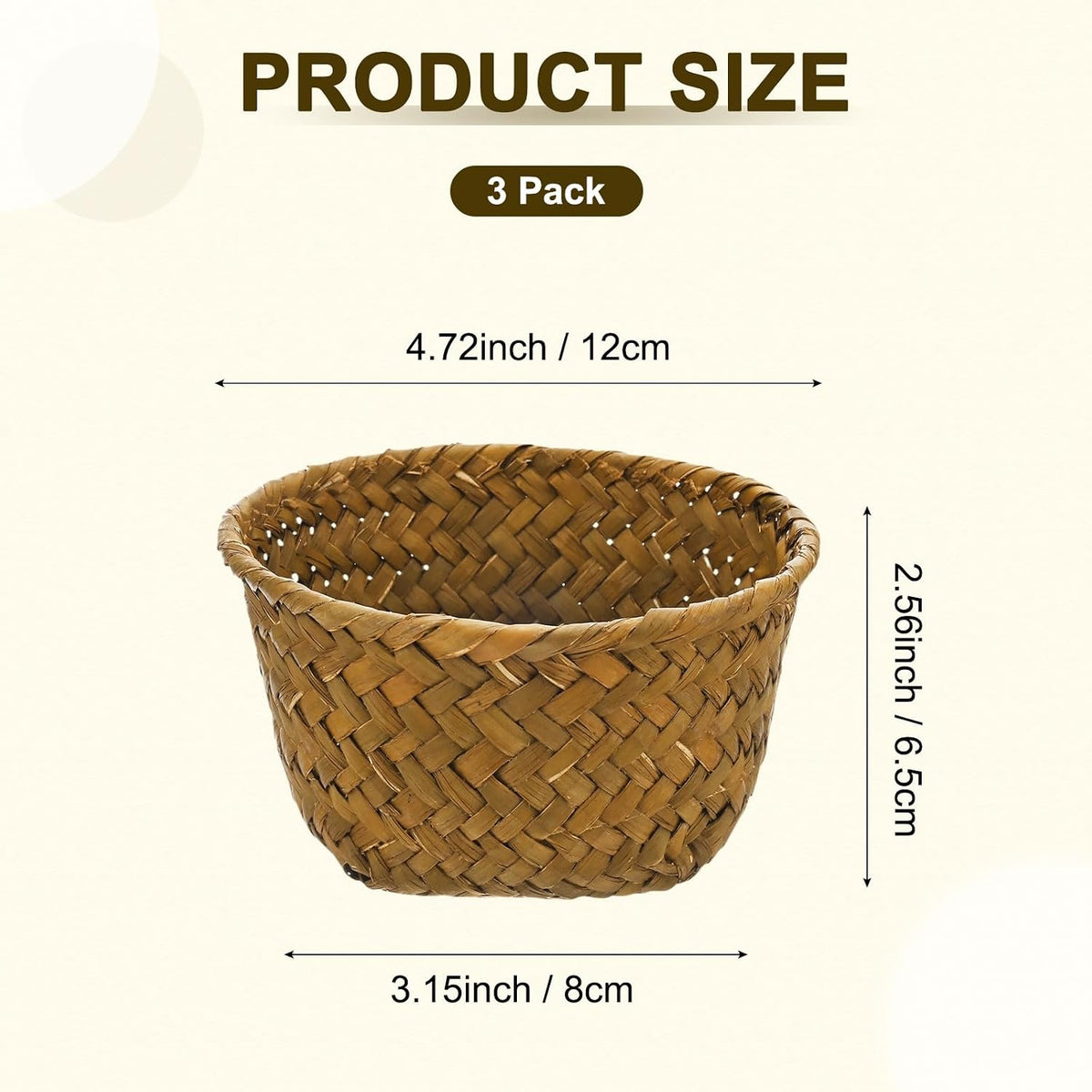 Mini Round Seagrass Baskets – Set of 3 – basket dimensions