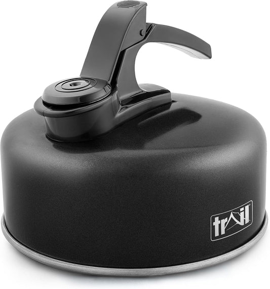 Trail 1L Whistling Camping Kettle – Black – black 1L kettle on white