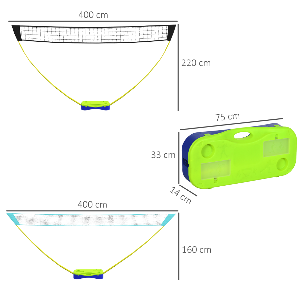 Portable volleyball net with compact carry case, ideal for van life adventures and outdoor games