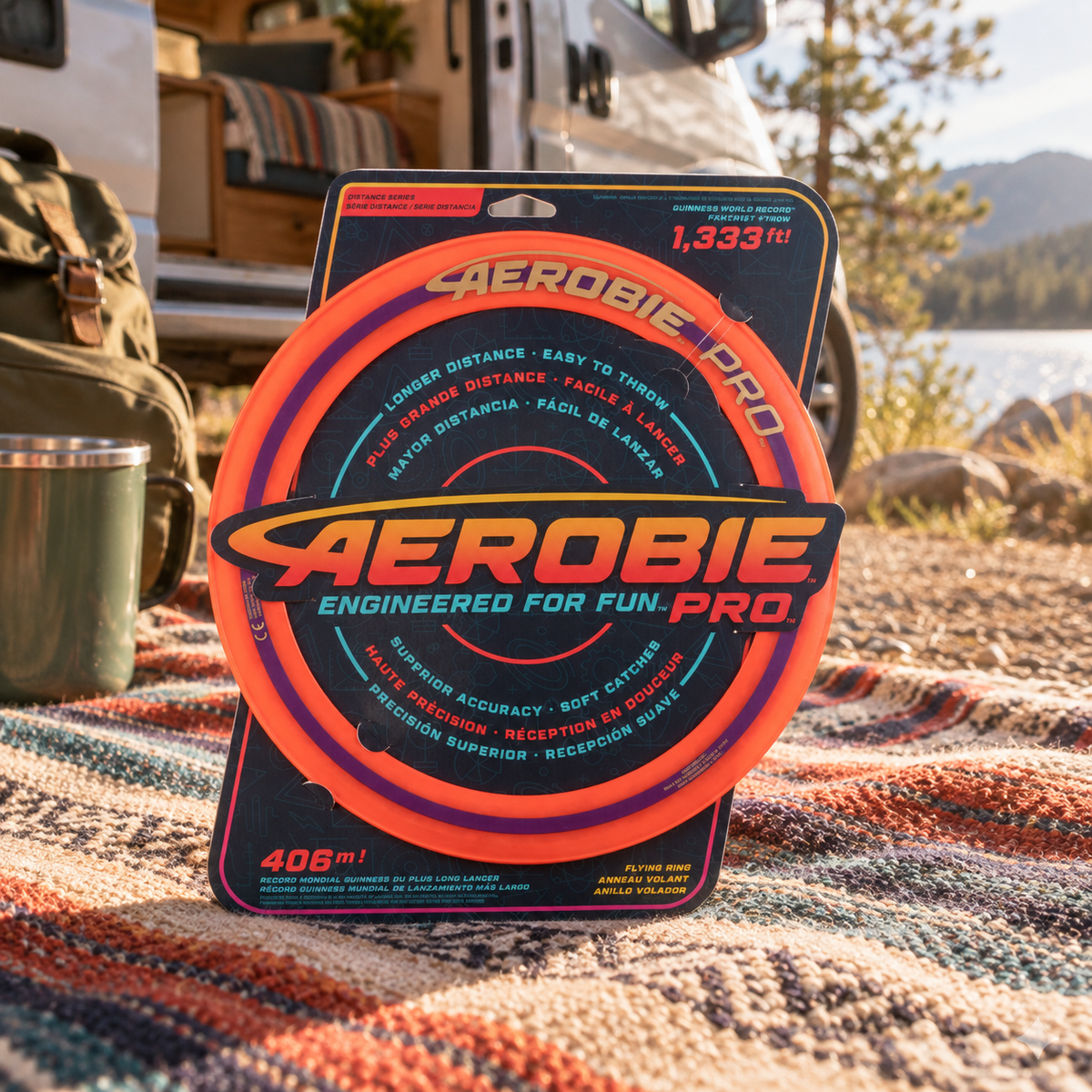 Aerobie Pro Flying Ring in a van-life setting
