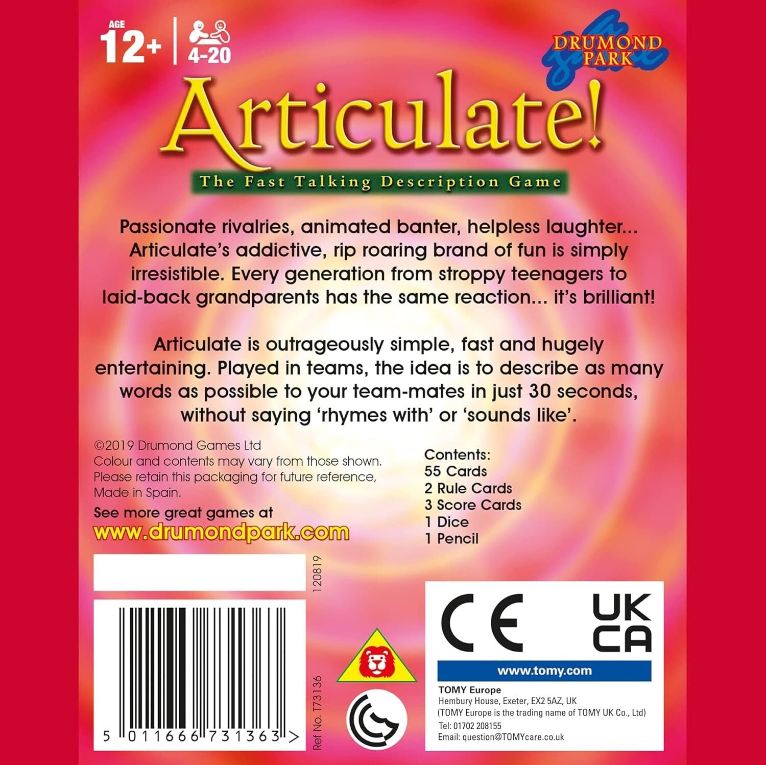 Articulate! fast talking description party game for 4-20 players, ages 12+, by Drumond Park