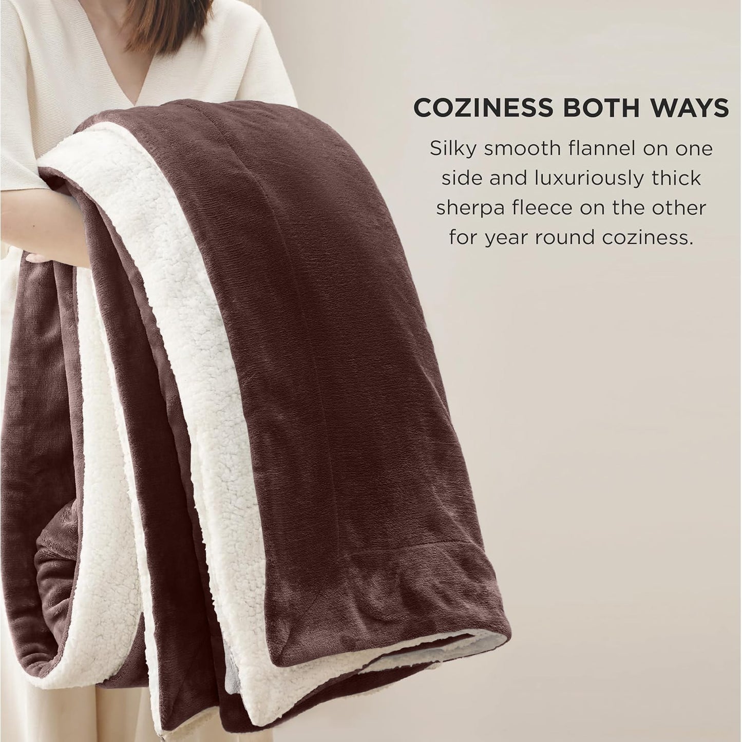 Cozy reversible flannel and sherpa fleece blanket for van life comfort