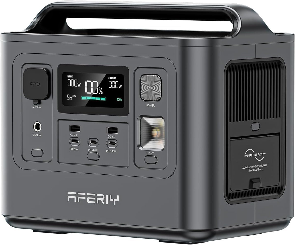 Portable Power Station 800W, 512Wh Power Station Lifepo4 Battery, 1 Hour Fast Charging, AC 220V-240V, UPS, 3500+ Charge Circles, Solar Generator for Camping/Rv/Home Backup, 7-Year Warranty