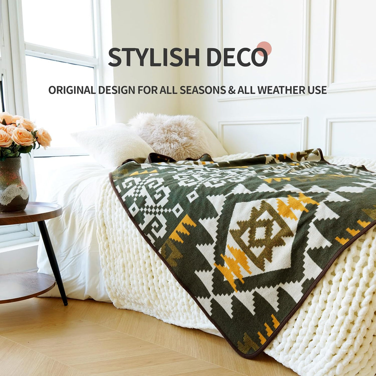 Acushla Merino Wool Blanket – Aztec Green