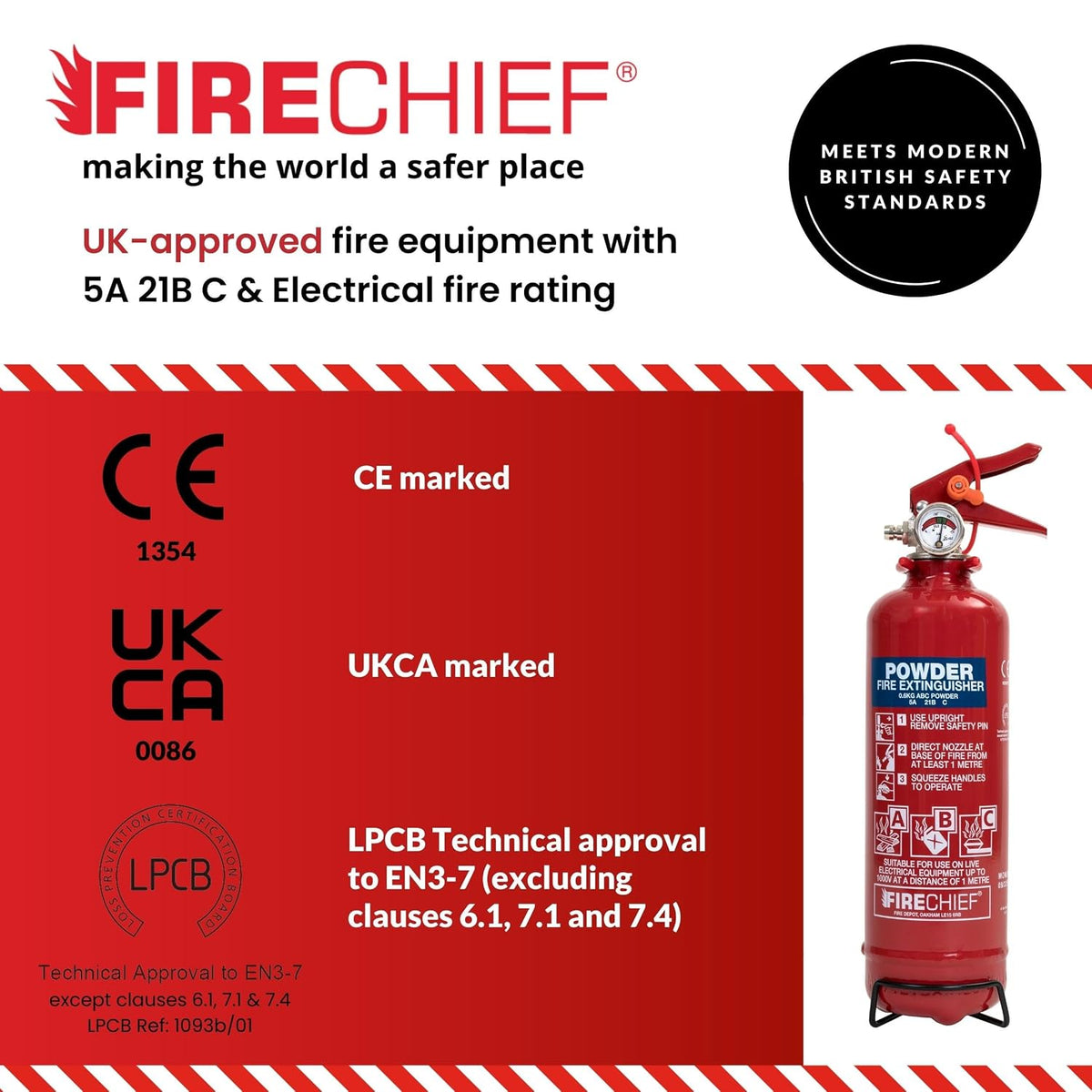 Multi Purpose Powder Fire Extinguisher – Ready to Use in Seconds – 600G ABC Fire Extinguisher for Home & Kitchen Use – 5 Year Guarantee –  Lightweight Travel Extinguisher for Vehicles