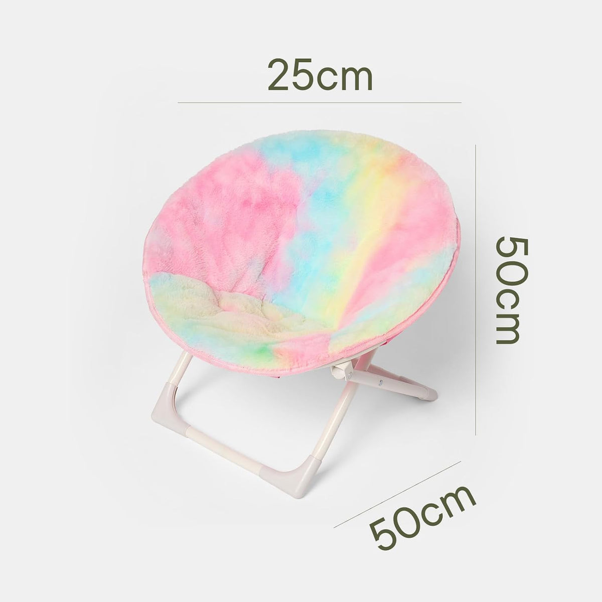 Kids' Tie-Dye Folding Moon Chair – chair dimensions