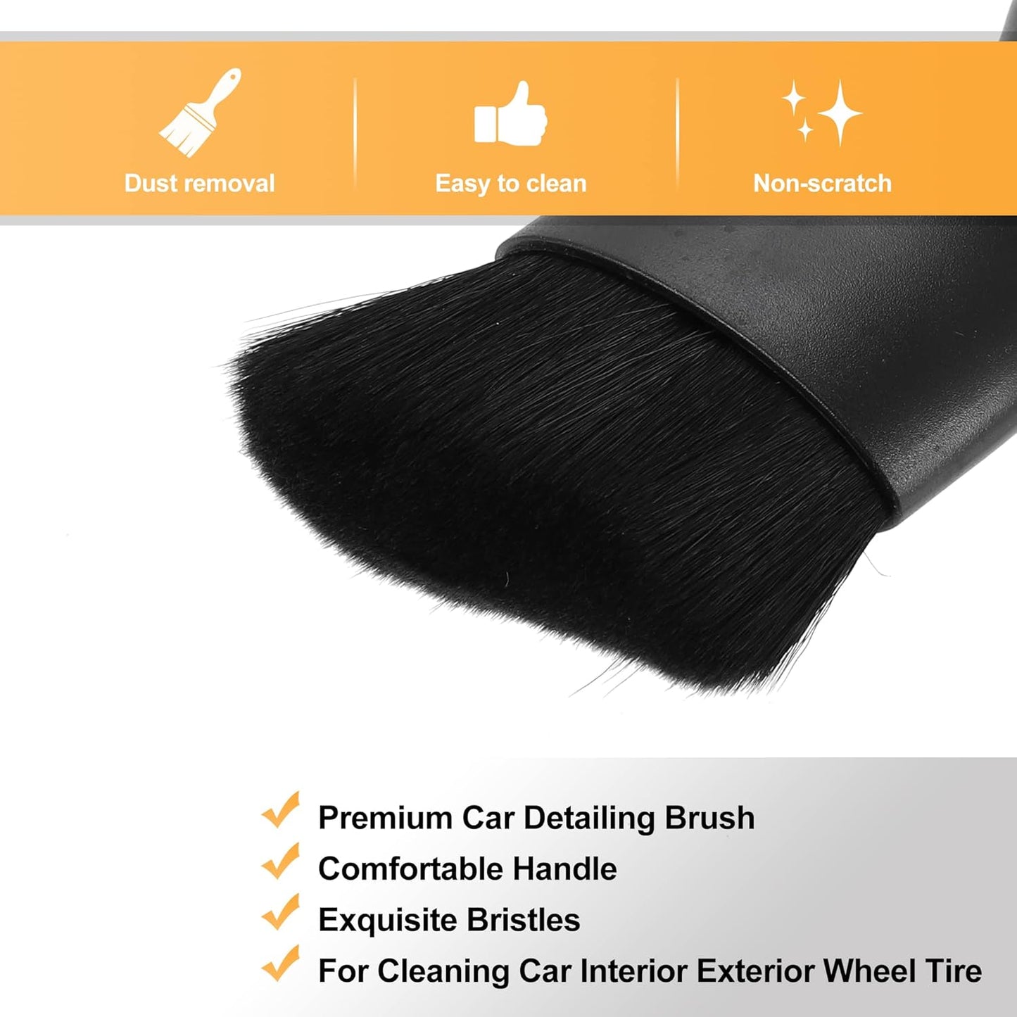 Premium car detailing brush with soft bristles for van interior, exterior & wheel cleaning