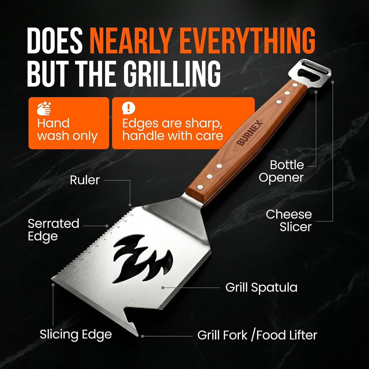 Ultimate 9 in 1 Spatula Multifunction Tool, BBQ Gifts for Men - Stainless Steel Spatula with Grill Scraper - Dad BBQ Accessories, Barbecue Accessories, Barbecue Tools
