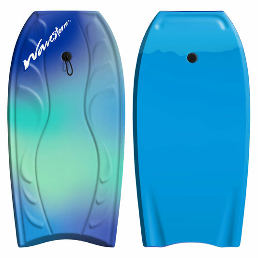 WaveStorm bodyboard with blue-green gradient and solid blue designs for beach adventures