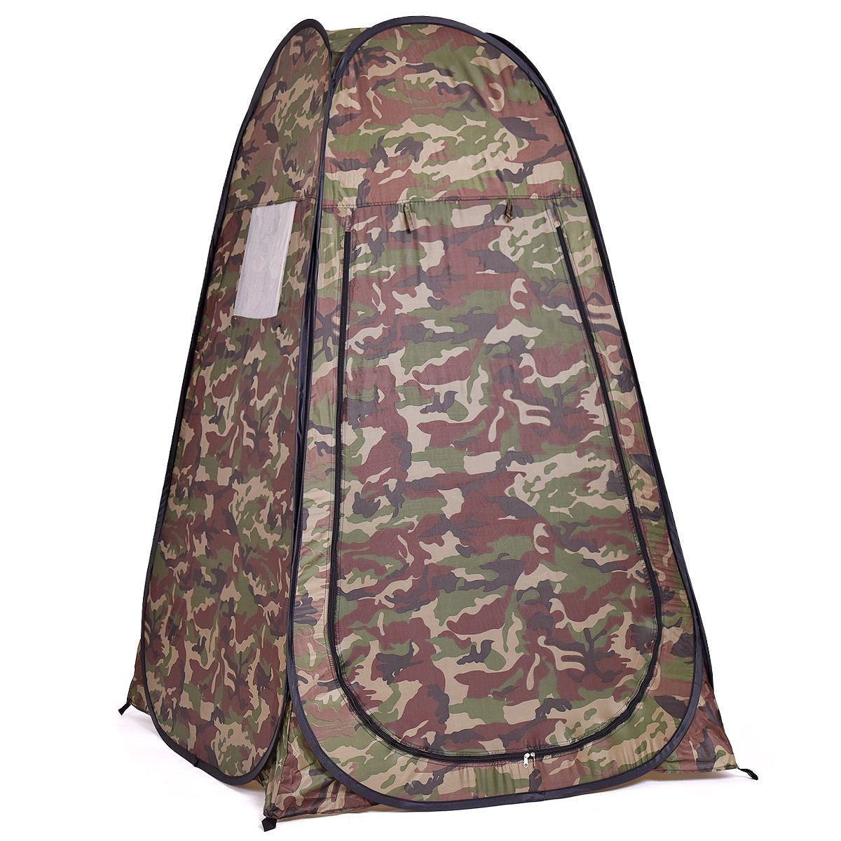Camouflage pop-up privacy tent for van life, camping, and outdoor adventures