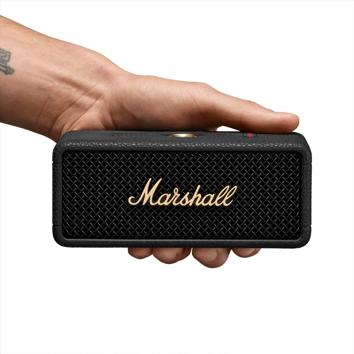 Marshall Emberton III Portable Bluetooth Speakers, Wireless, IP67 Rating Dust & Water Resistant, 32+ Hours Playtime, Quick Charge - Black & Brass