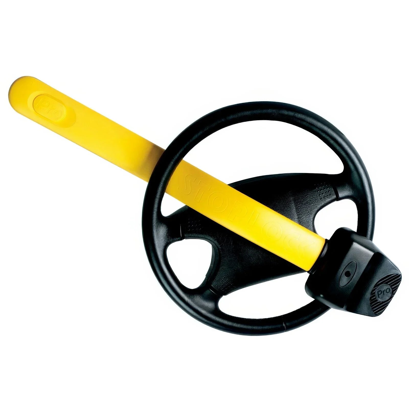 Yellow steering wheel lock for van life security, fits camper vans and RVs