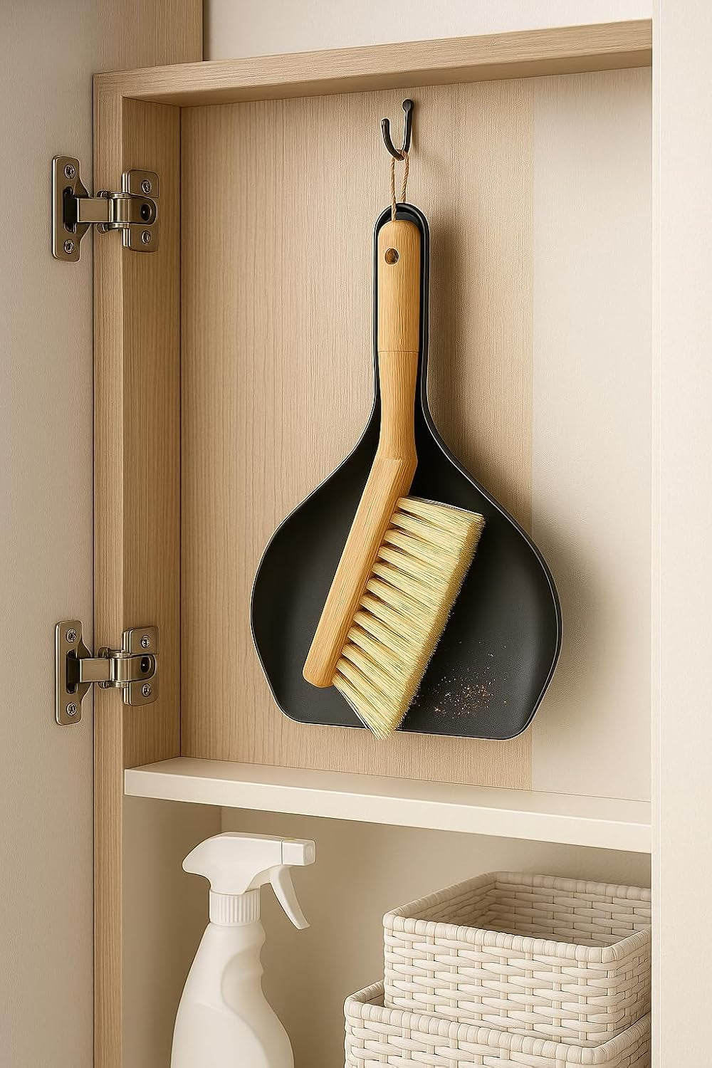 BEST HOUSE | Bamboo Dustpan & Brush Set | Eco Friendly | Sturdy Bamboo Handle | Kitchen and Household Cleaning