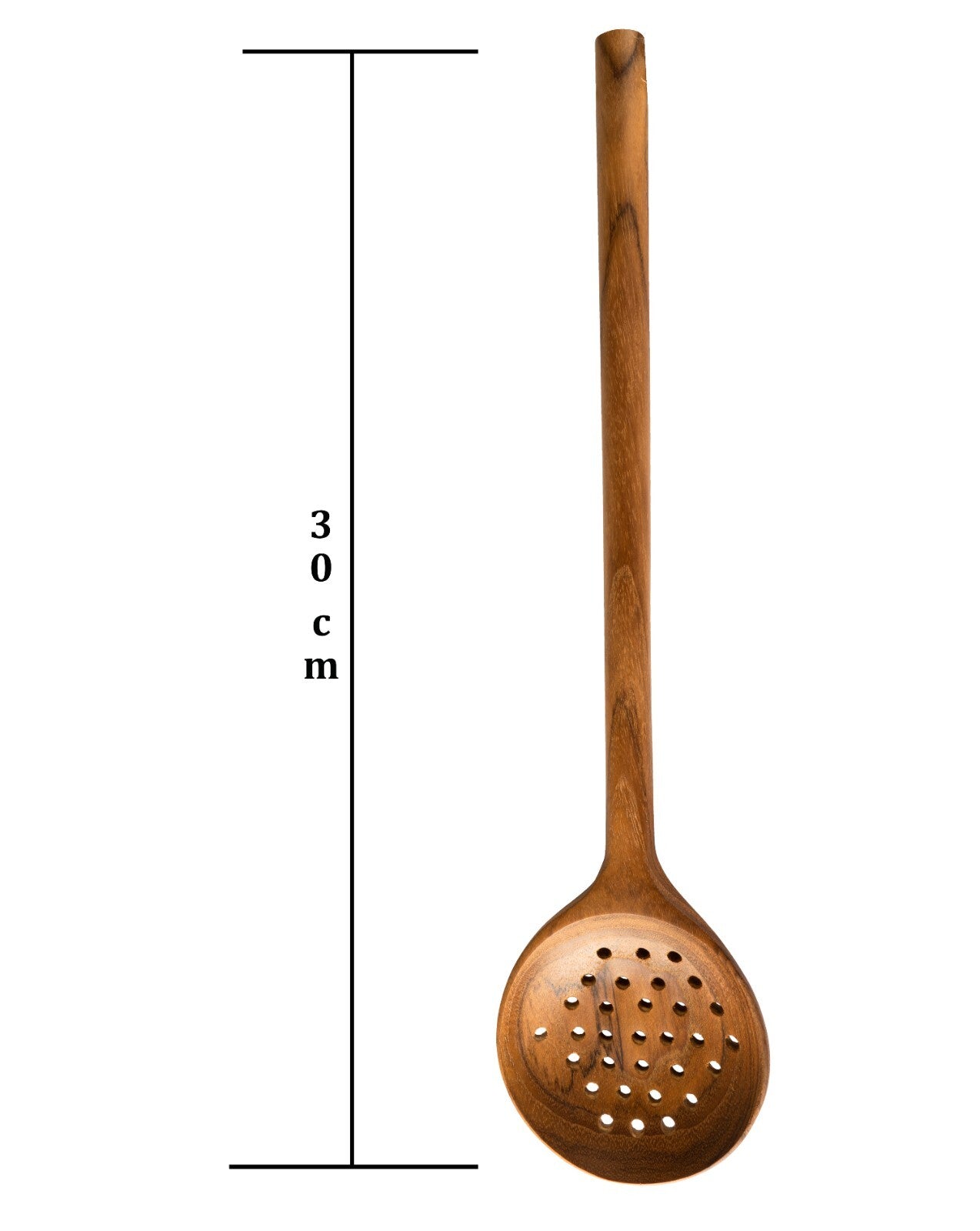 30cm wooden slotted spoon for van life cooking, camper kitchen essential