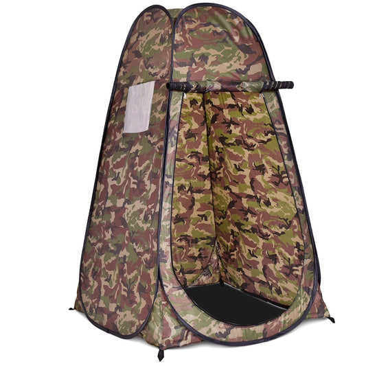 Camouflage pop-up privacy tent for van life, camping, and outdoor adventures