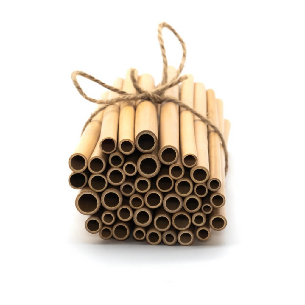 Bamboo straws bundle tied with twine, eco-friendly van life accessory for sustainable travel