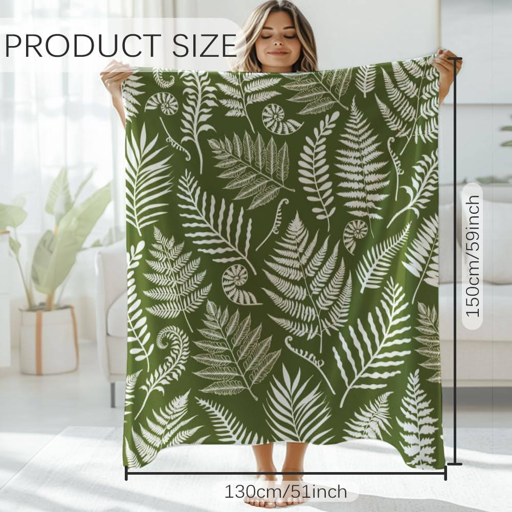 Green Fern Flannel Throw – 150 × 130cm – throw size illustration