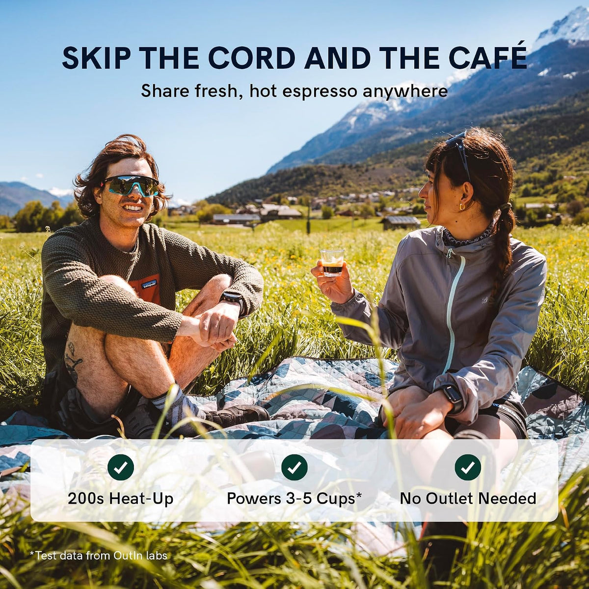 OutIn Nano Portable Espresso Maker – Space Grey – coffee break outdoors