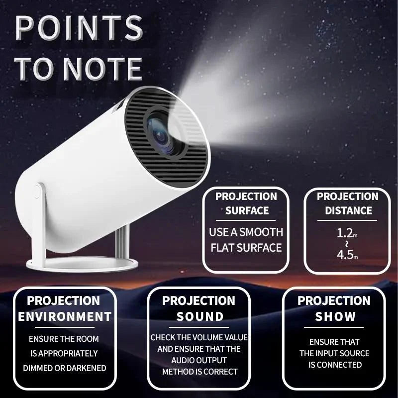 Compact portable projector for van life, projecting stars on ceiling with setup tips for optimal viewing