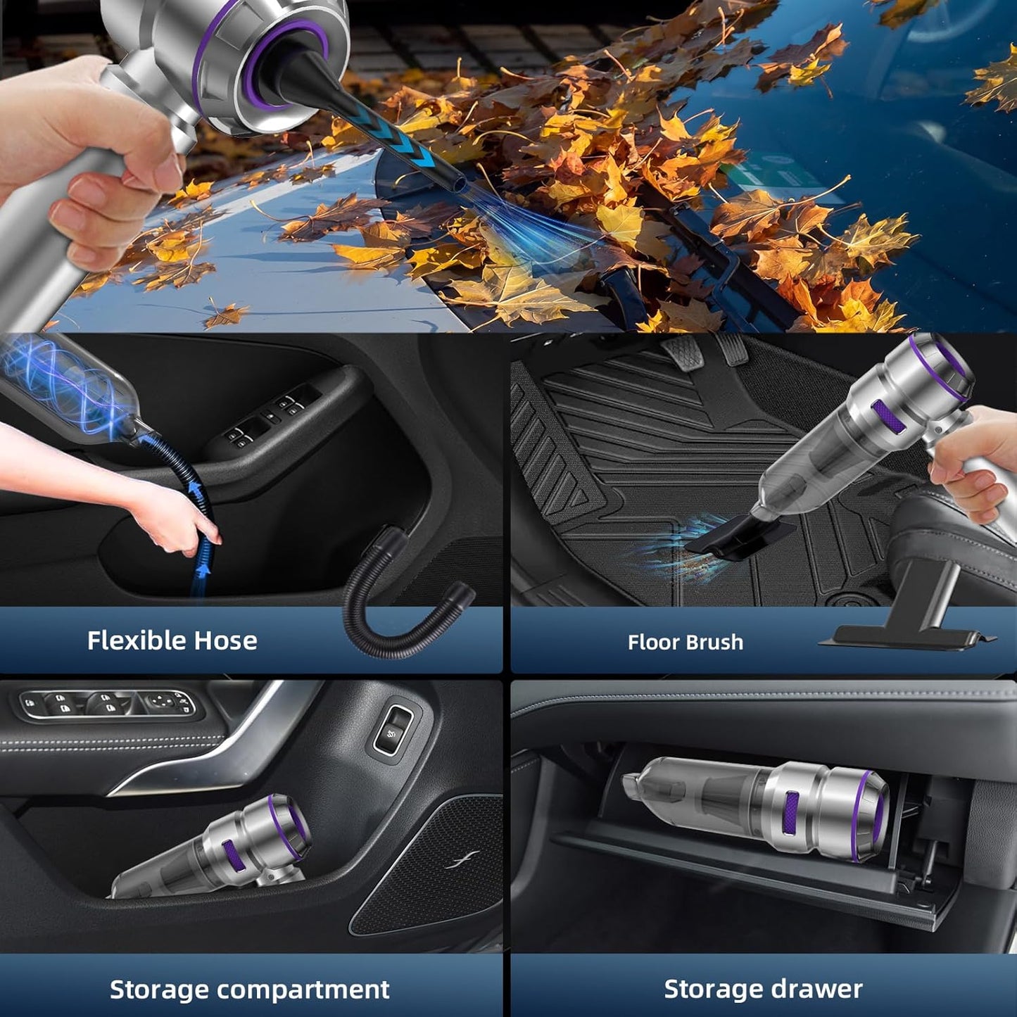 Handheld Vacuum Cleaner, 22000PA Car Vacuum Cleaner Cordless Portable Lightweight & Rechargeable, Car Hoover with Brushless Motor for Car Home Office Kitchen Pet Hair