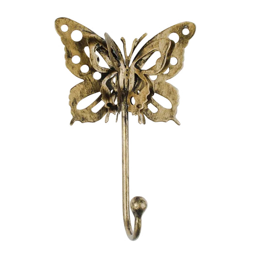 Antique brass butterfly wall hook for van life decor and camper storage