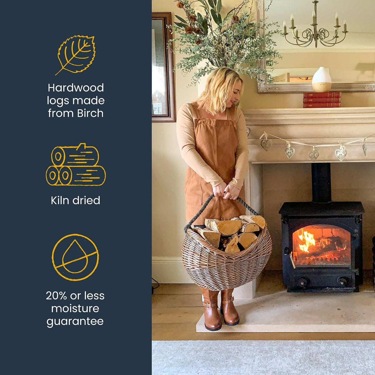 Kiln-Dried Birch Firewood Logs – 50L Hessian Sack – birch firewood feature illustration
