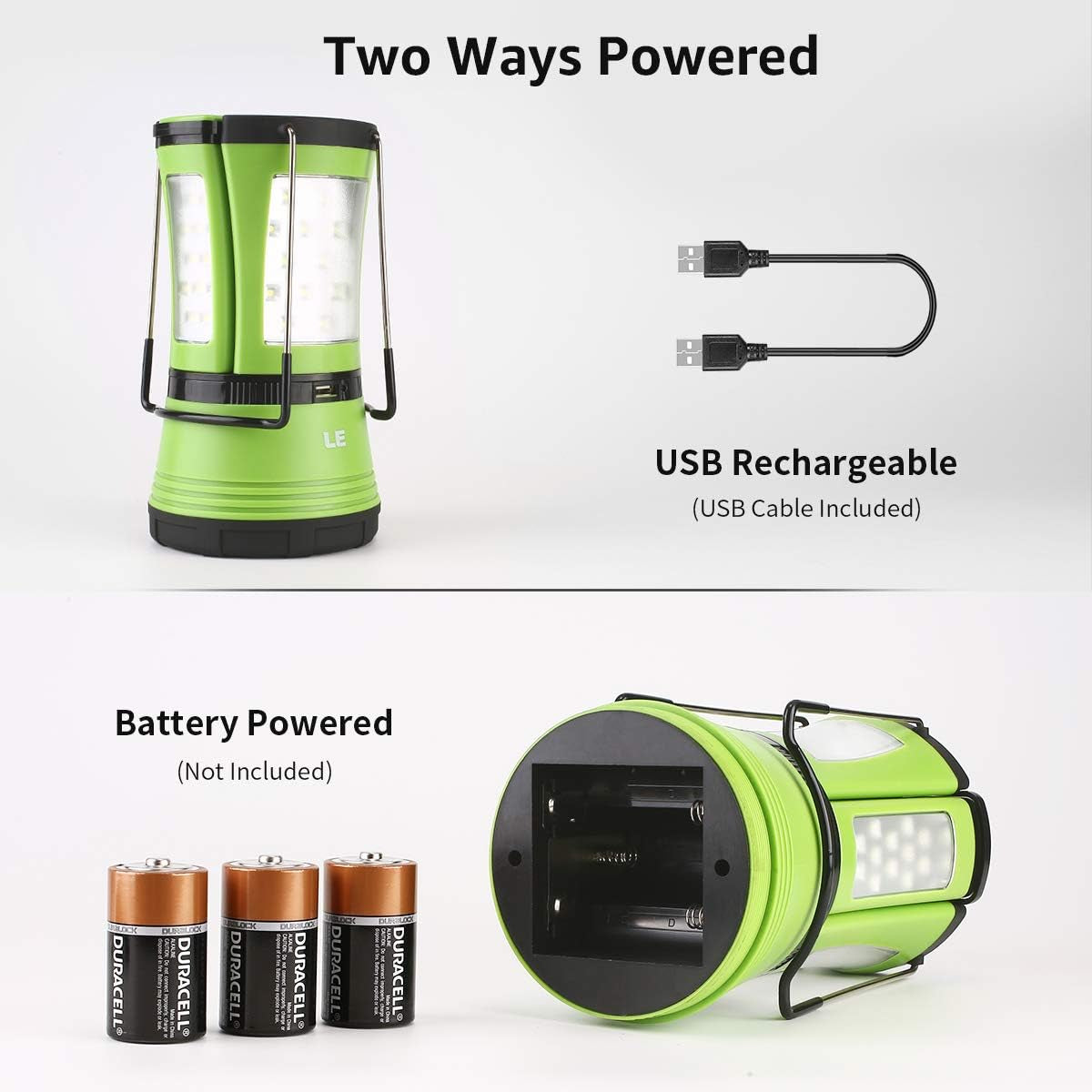 LE 3 in 1 Camping Lantern with 2 Detachable Torches, Rechargeable & Battery