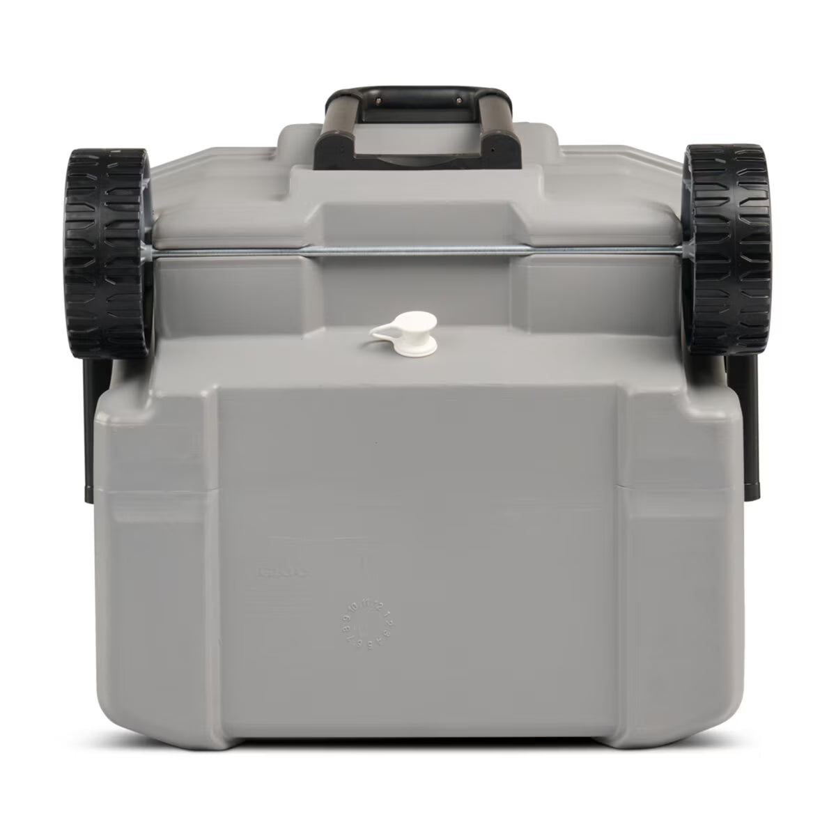 Grey wheeled cooler with handle for van life adventures and outdoor trips