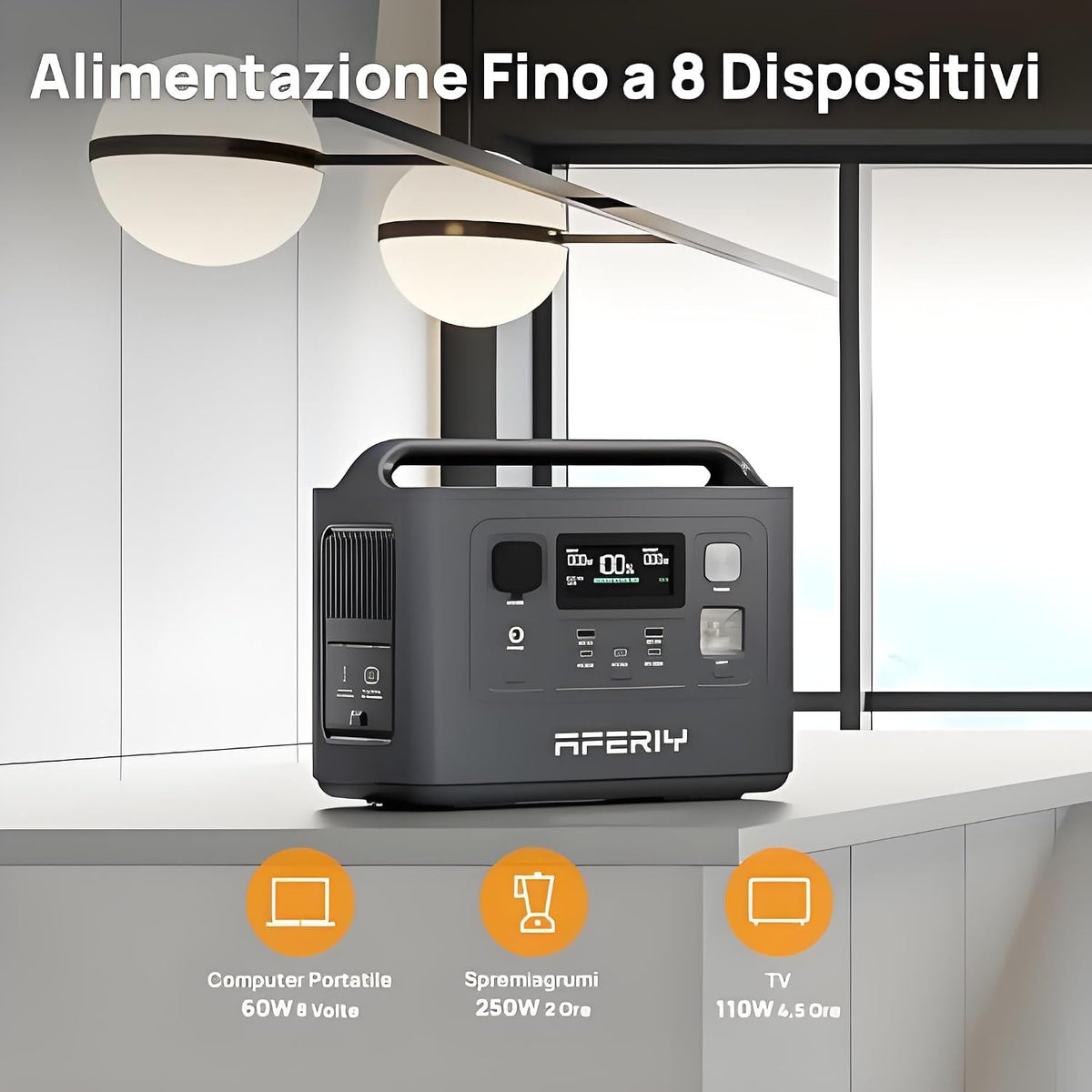 Portable Power Station 800W, 512Wh Power Station Lifepo4 Battery, 1 Hour Fast Charging, AC 220V-240V, UPS, 3500+ Charge Circles, Solar Generator for Camping/Rv/Home Backup, 7-Year Warranty