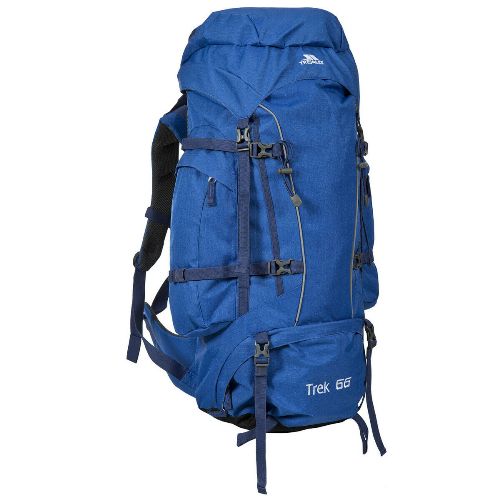Blue Trek 65L hiking backpack for van life adventures and outdoor travel gear