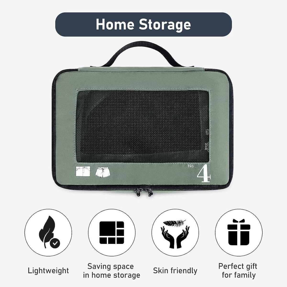 Packing Cubes for Suitcase 7 PCS Travel Organiser Packing Bags Recycled PET Eco Friendly Travel Accessories Shoes Bags Storage Bag Luggage Organiser Pouch(Green)