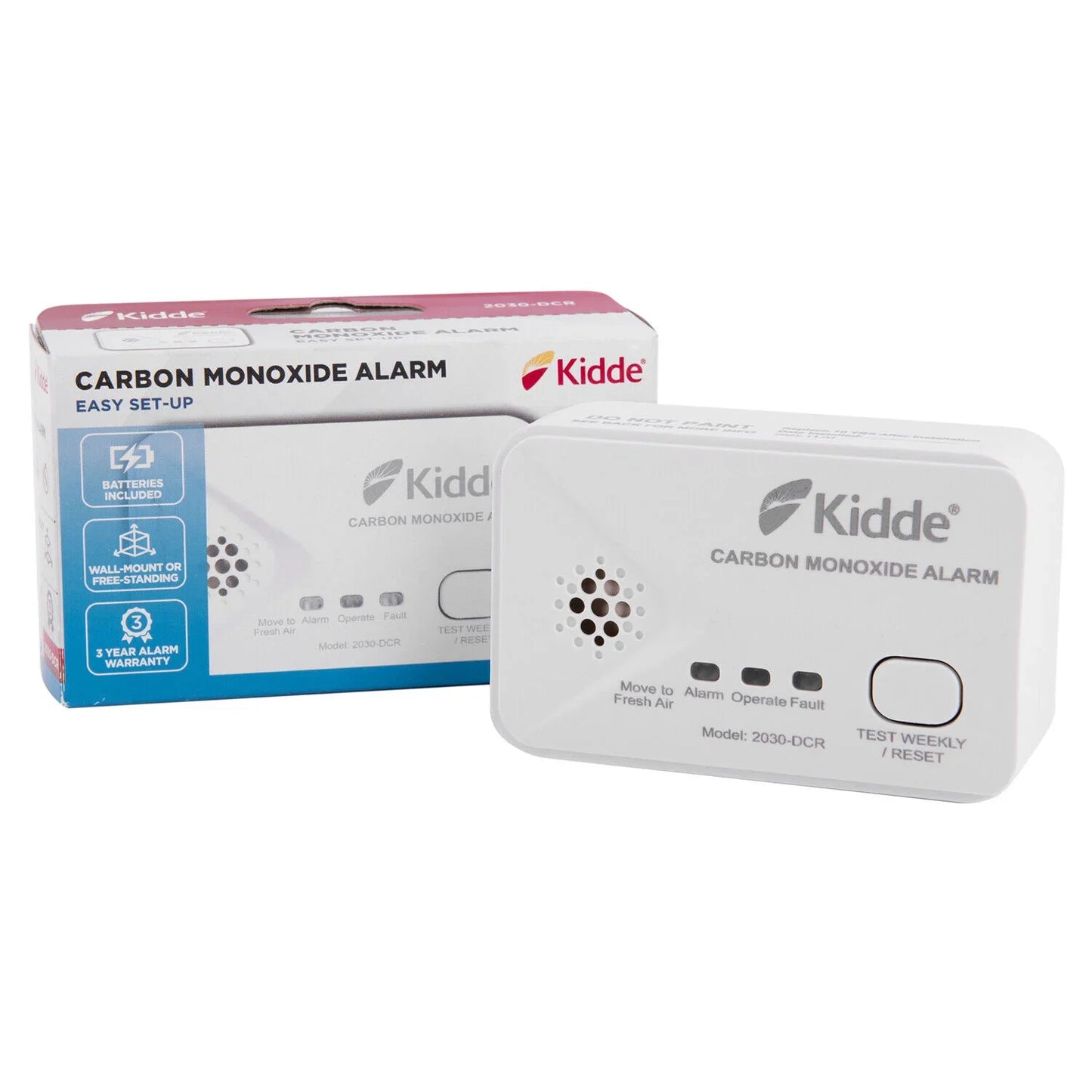 Kidde carbon monoxide alarm for van life safety, easy setup, wall-mount or free-standing, includes batteries