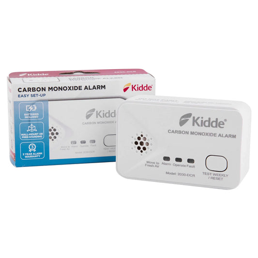 Kidde carbon monoxide alarm for van life safety, easy setup, wall-mount or free-standing, includes batteries