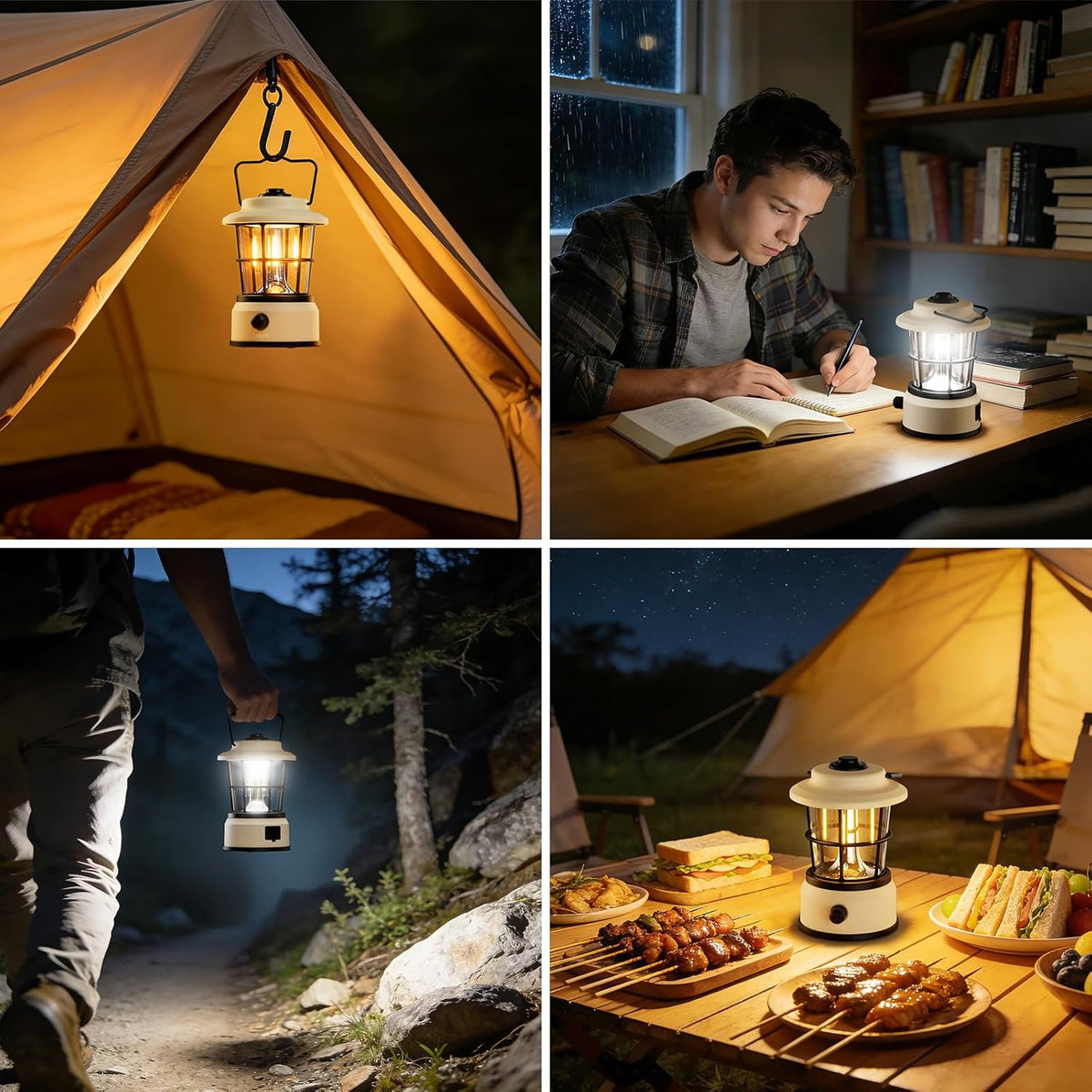 Rechargeable Camping Lantern, 3600Mah Retro Dimmable Tent Light
