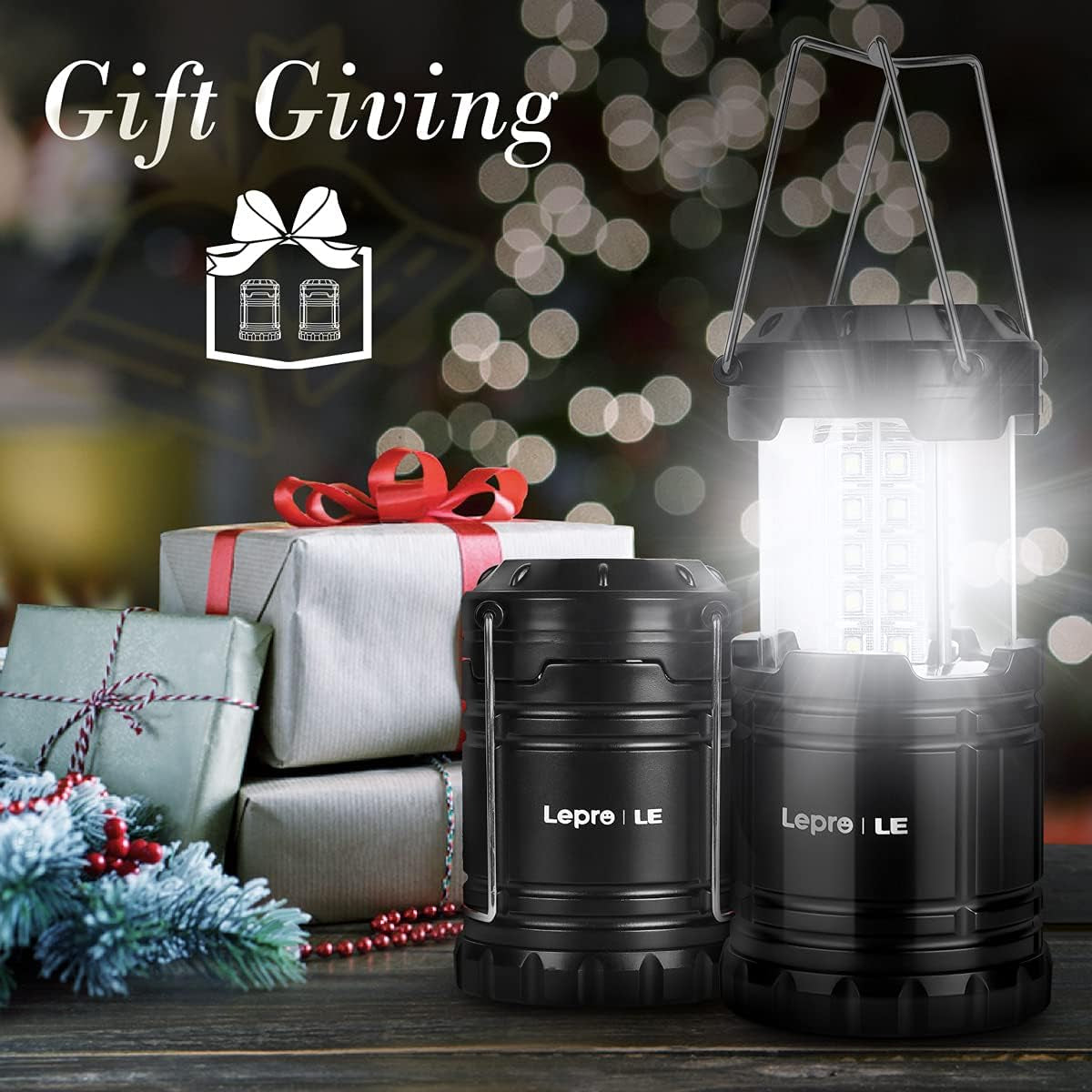 Camping Lights, Collapsible Camping Lantern Battery Powered, 2-Pack