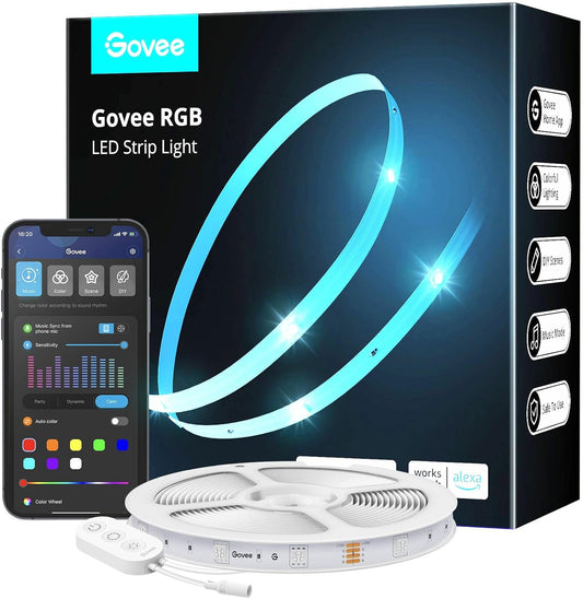 Govee RGB LED strip lights with app control, Alexa compatible, ideal for van life interior lighting and ambiance