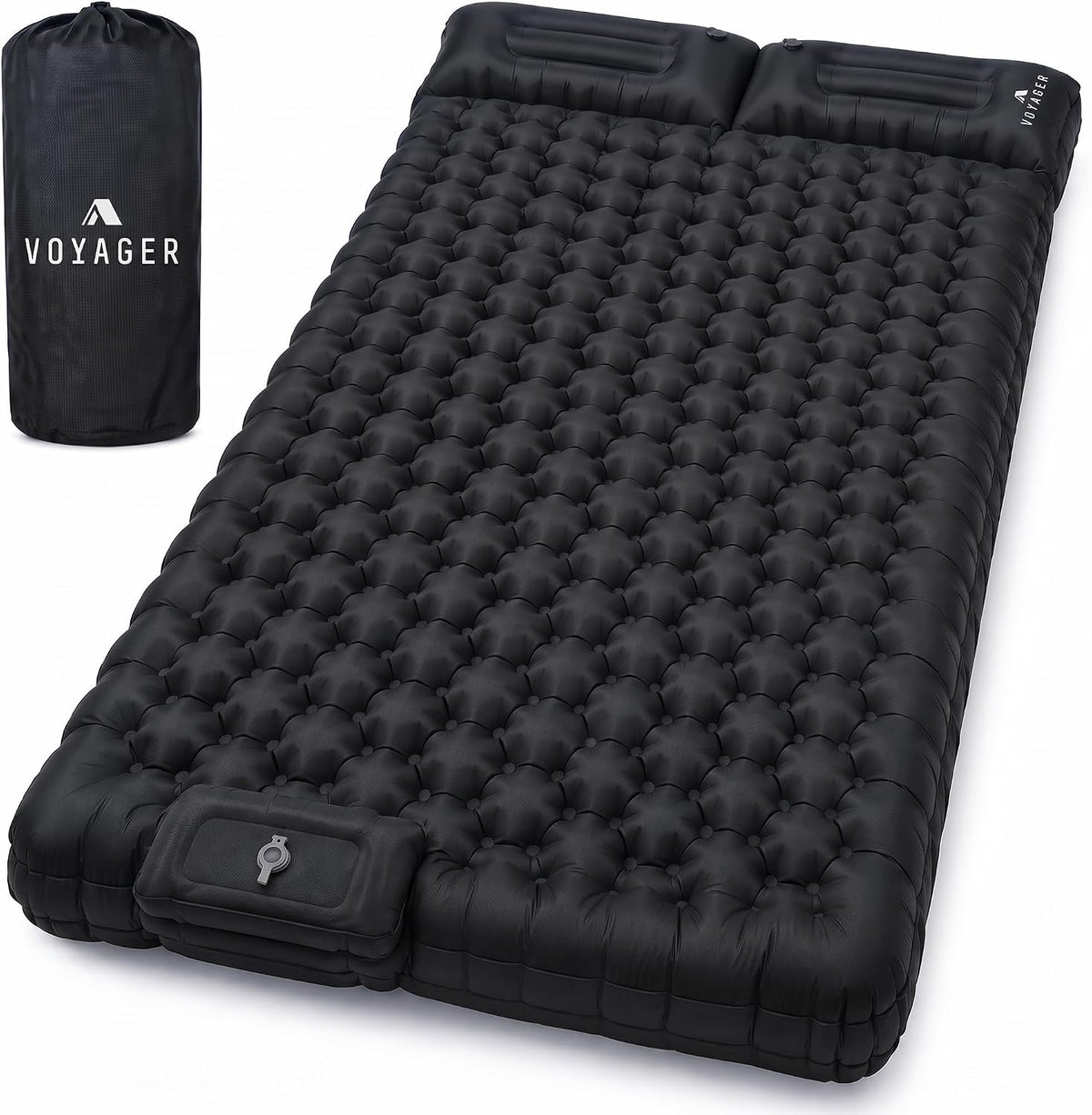 - Double Sleeping Pad - Ergonomic Design - Durable 40D Nylon + TPU - Easy Inflation/Deflation - Compact & Lightweight - Ideal for Camping, Hiking, and Outdoor Adventures - Black