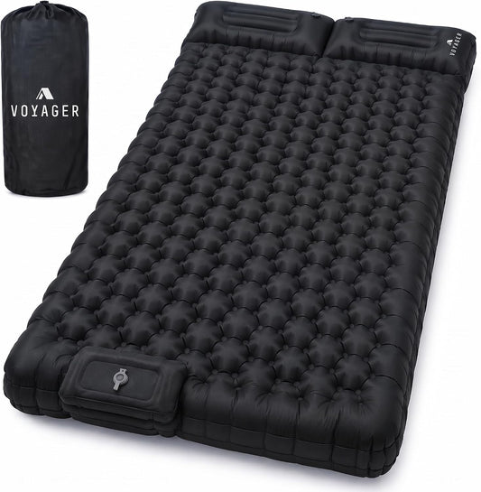 - Double Sleeping Pad - Ergonomic Design - Durable 40D Nylon + TPU - Easy Inflation/Deflation - Compact & Lightweight - Ideal for Camping, Hiking, and Outdoor Adventures - Black