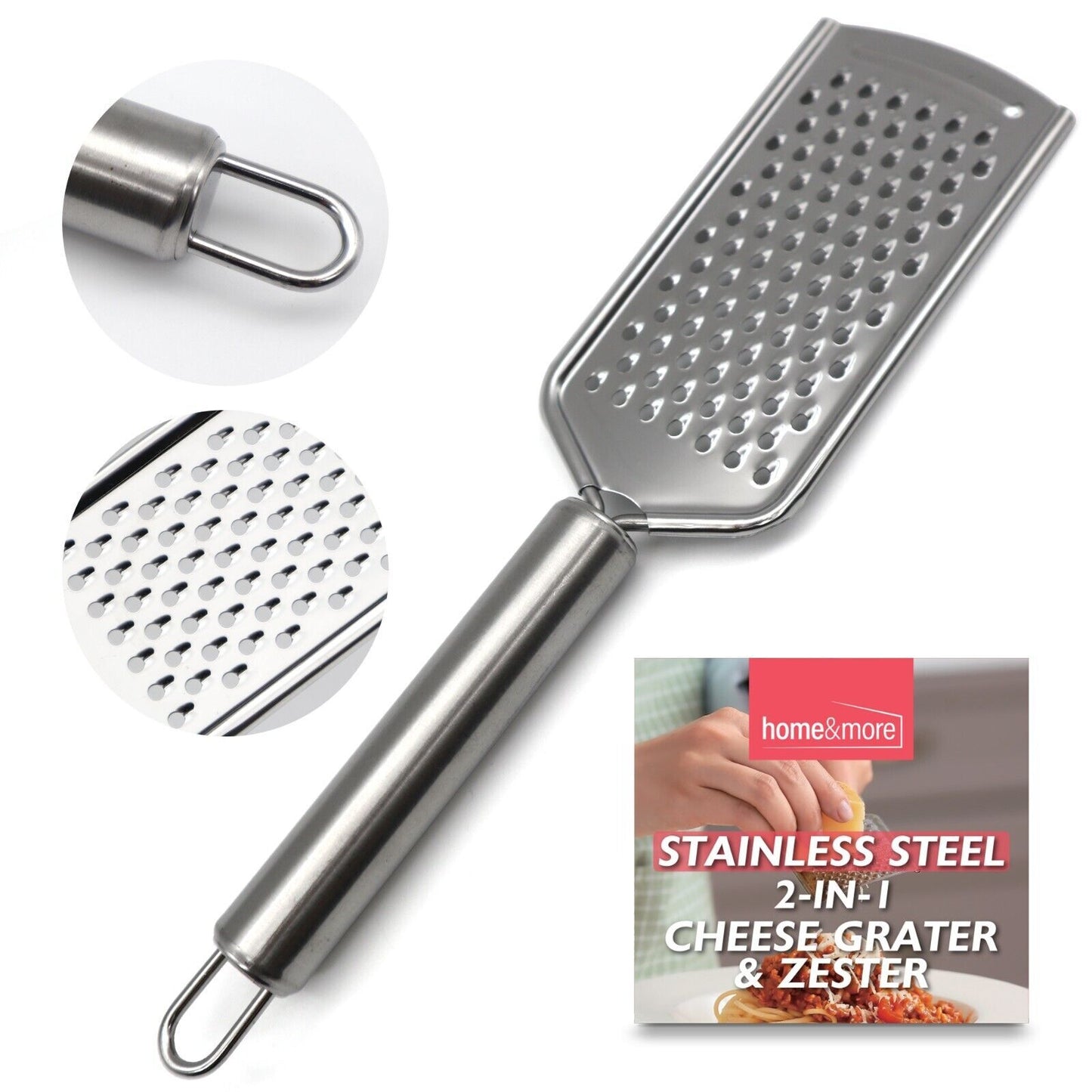Stainless steel 2-in-1 cheese grater and zester for van life cooking essentials
