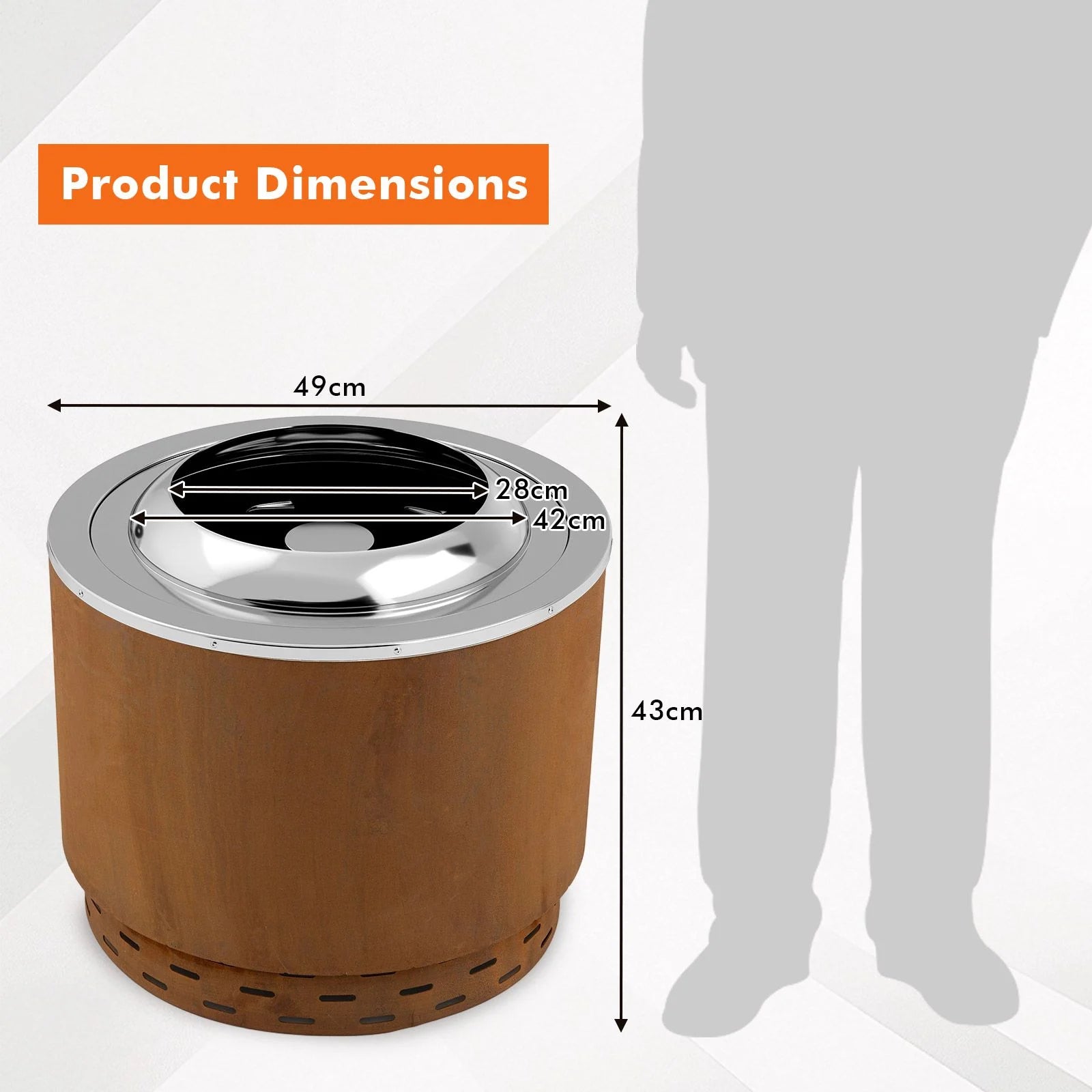 Portable outdoor fire pit with stainless steel rim, ideal for van life and camping adventures