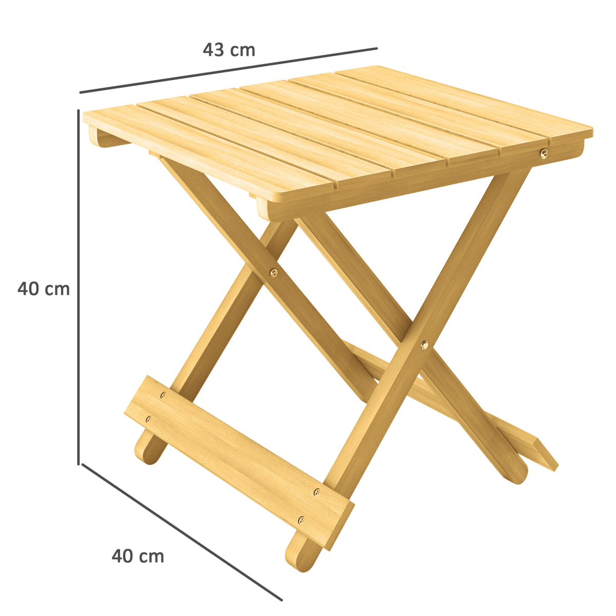 Compact foldable wooden table for van life, camping, or outdoor adventures, 43x40cm