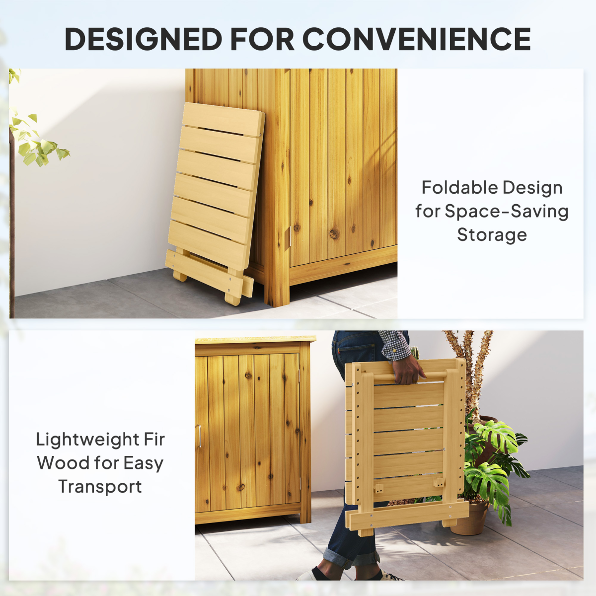 Foldable fir wood chair for van life, lightweight & space-saving storage