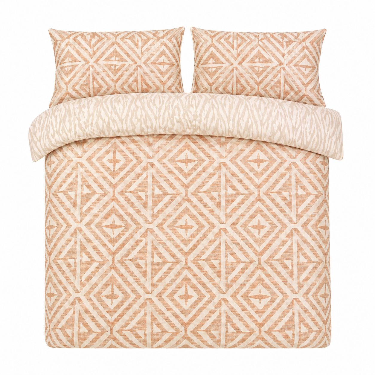 Boho geometric duvet set with matching pillows, perfect for van life bedding and camper van interiors