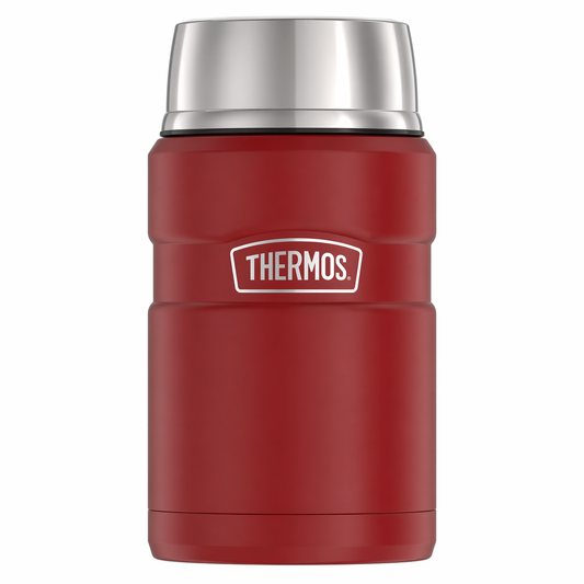 Red Thermos food jar for van life adventures and outdoor meals