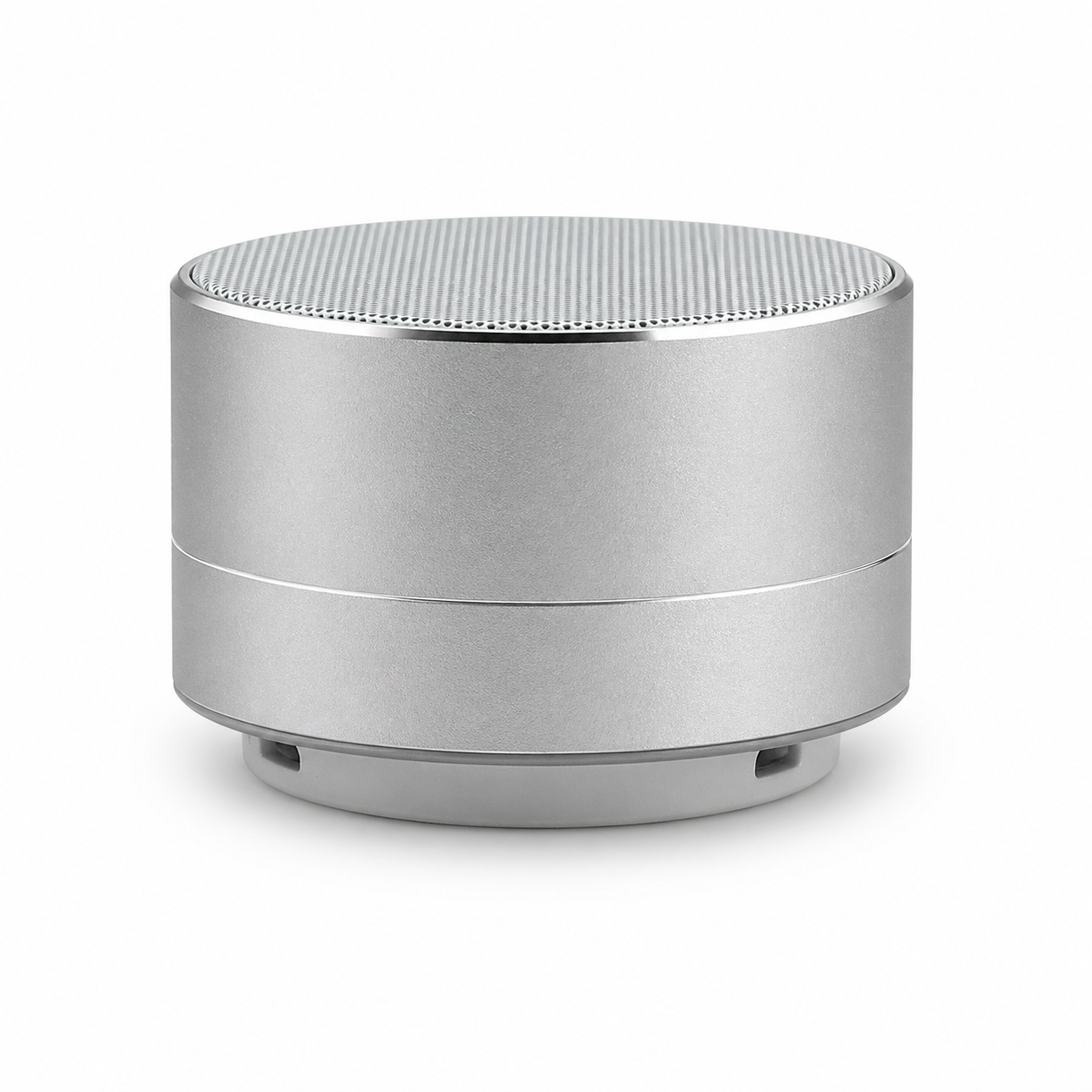 Compact silver Bluetooth speaker for van life and outdoor adventures