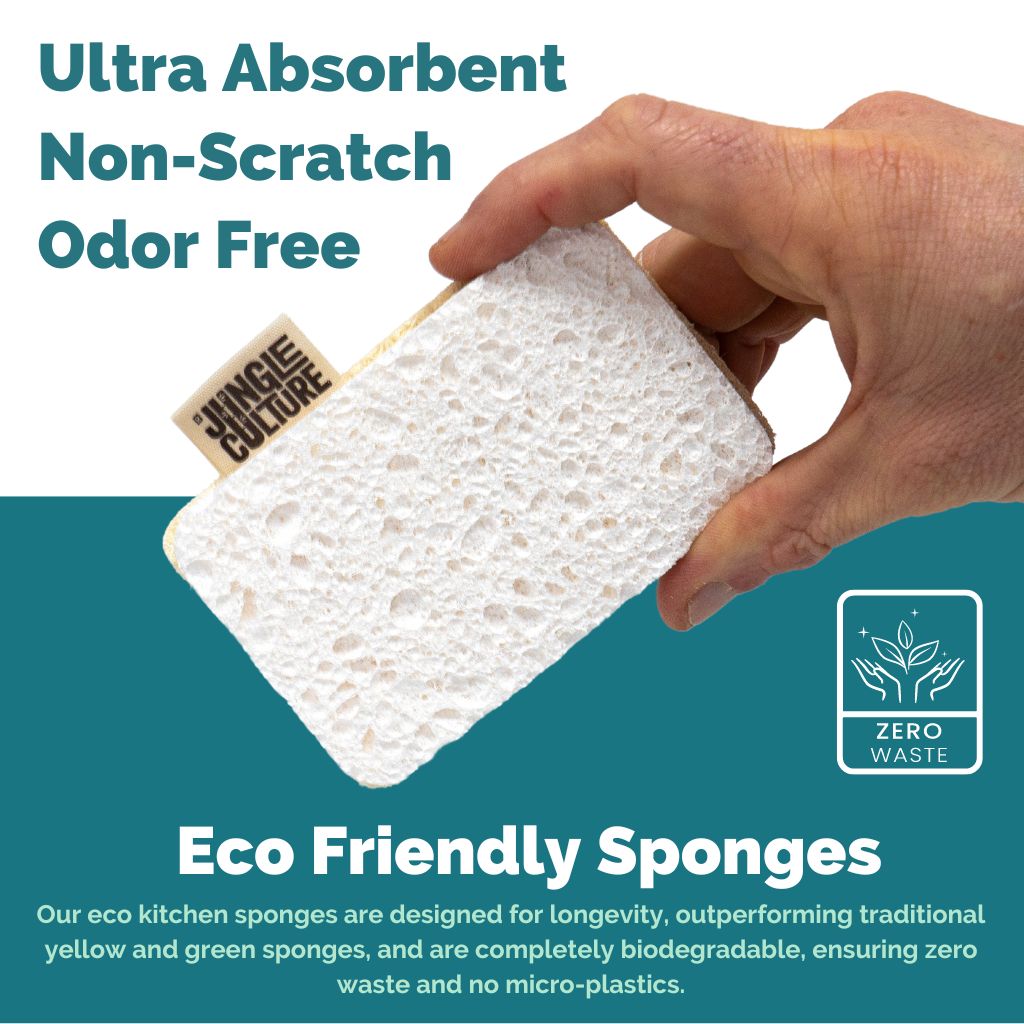 Eco friendly sponge for van life kitchen, ultra absorbent, non-scratch, zero waste, biodegradable