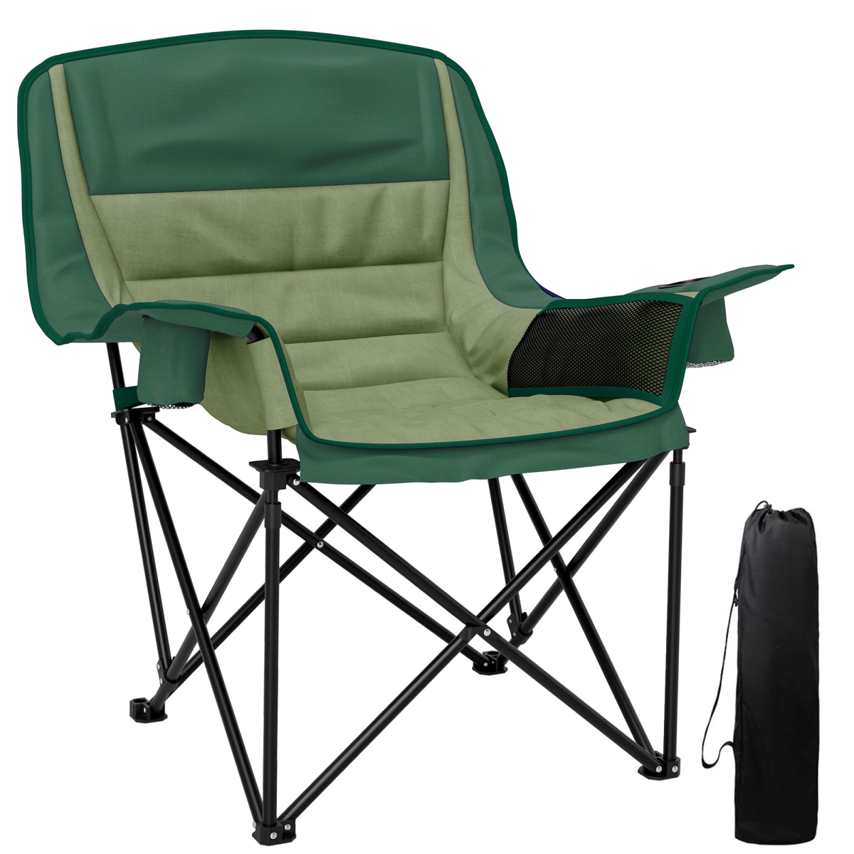 Portable camping chair with cup holder & carry bag, perfect for van life and outdoor adventures