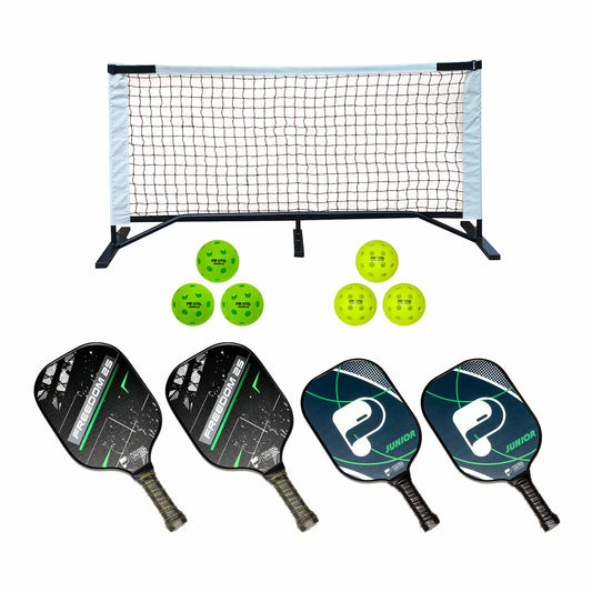 Portable pickleball set with net, paddles, and balls for outdoor van life adventures