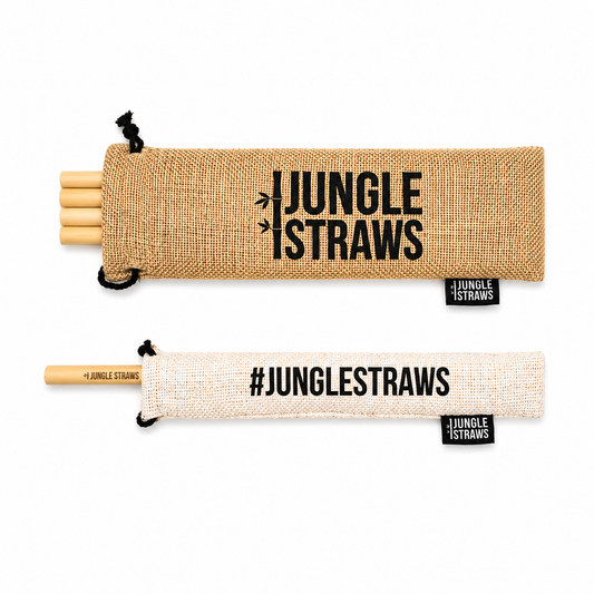 Jungle Straws bamboo reusable straws in eco-friendly jute pouches for van life and outdoor adventures