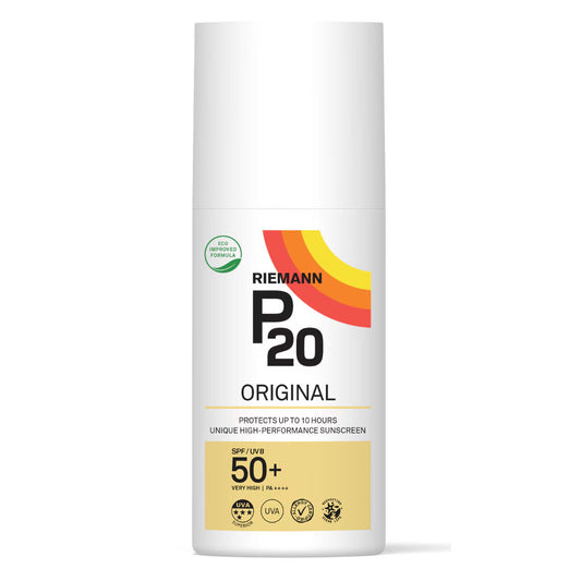 Riemann P20 Original SPF 50+ sunscreen spray for outdoor adventures, van life, and festival use